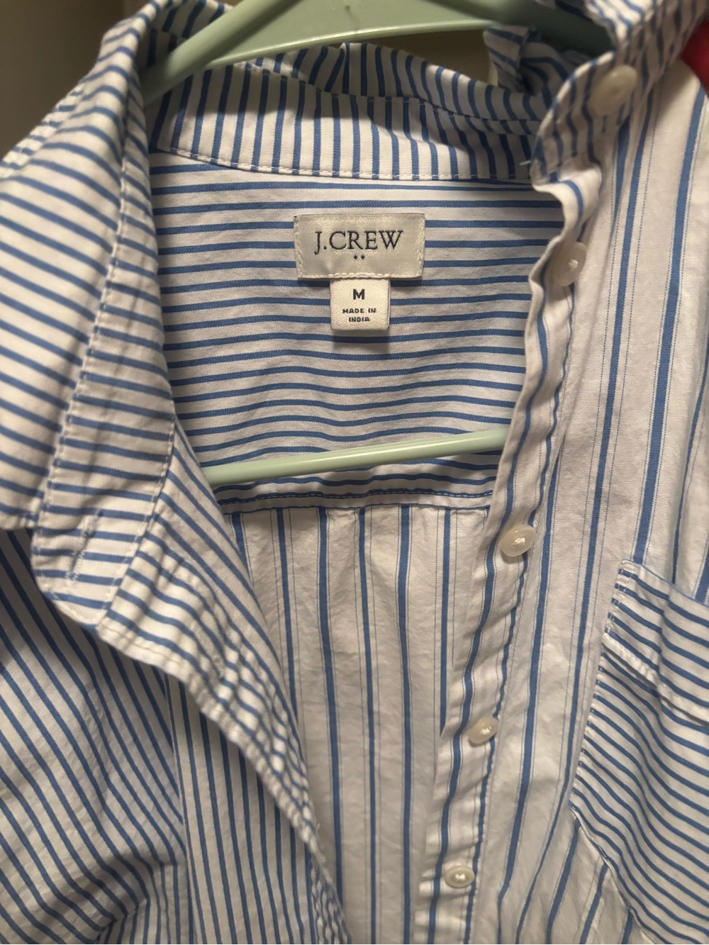J.Crew Women’s Blue and White Striped Button-Up Shirt